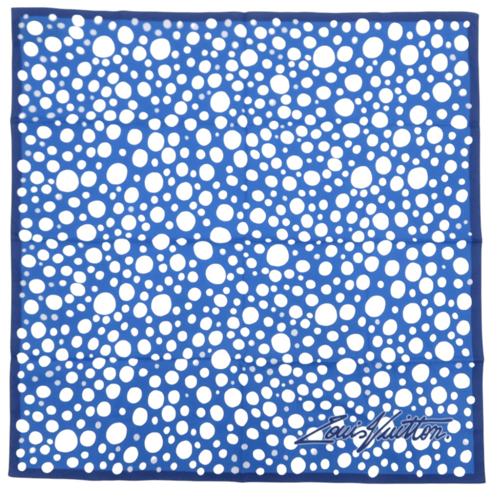 Louis Vuitton x Yayoi Kusama Set of Three Infinity Dot M78365 Silk Blue Scarf...